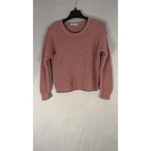 Madewell Open Stitch Austen Sweater Womens Small Pink Relaxed Fit Round Neck
